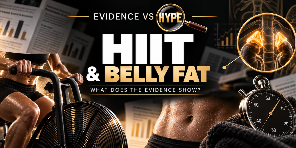 Interval training and fitness imagery in the black, white and gold Evidence vs Hype featured image.
