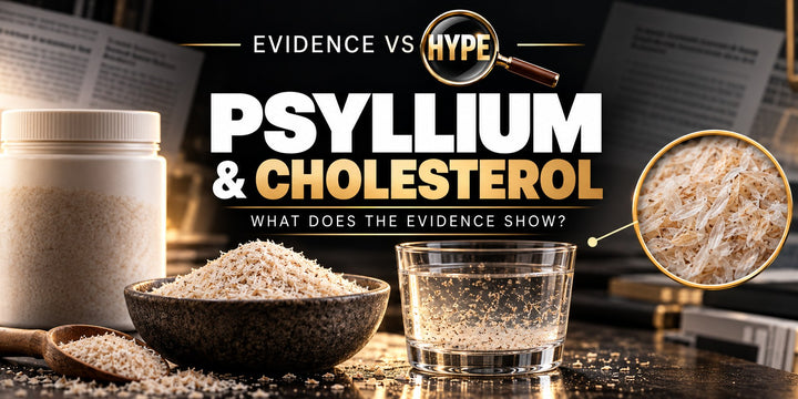 Evidence vs Hype psyllium husk and cholesterol investigation in black, white and gold