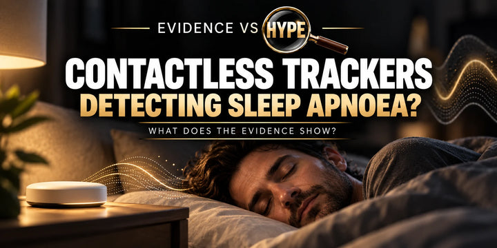 Evidence vs Hype conceptual artwork investigating contactless sleep tracker, using subject-specific unbranded imagery.