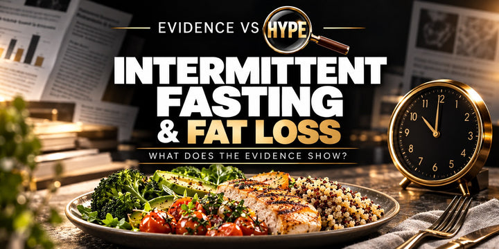 Evidence vs Hype intermittent fasting and fat loss investigation with balanced meal and clock